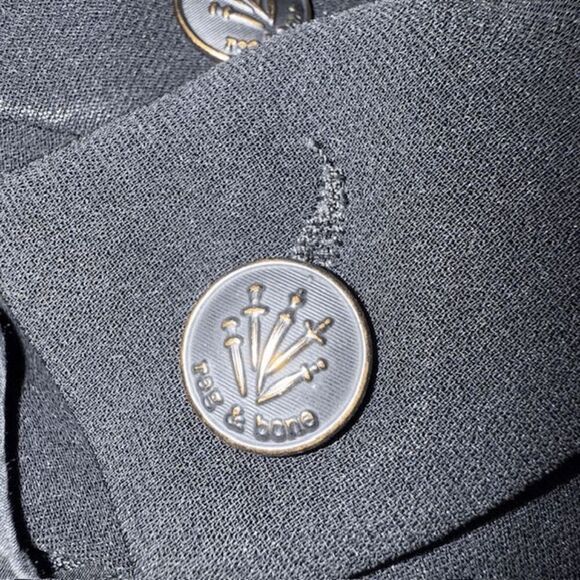 Rag & Bone Stretch Black Blazer Texture Lapel and Front Pocket Trim Size 8 - Picture 6 of 13